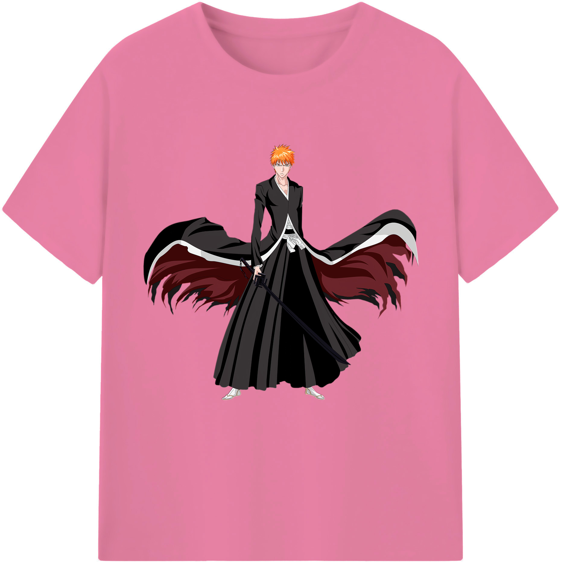 （画像用） ブリーチ 黒崎一護（くろさき いちご）BLEACH Kurosaki Ichigo 綿100％半袖Tシャツ（フロントプリント）